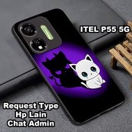 Glossy glitter Softcase for ITEL P55 5G cat motif Itel p55 5g case can also be used for all smart ph