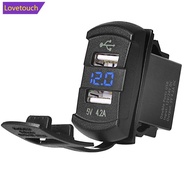 LOVETOUCH 5V 4.2A Universal LED Car Charger Dual USB Switch for Boat UTV ATV J4P1