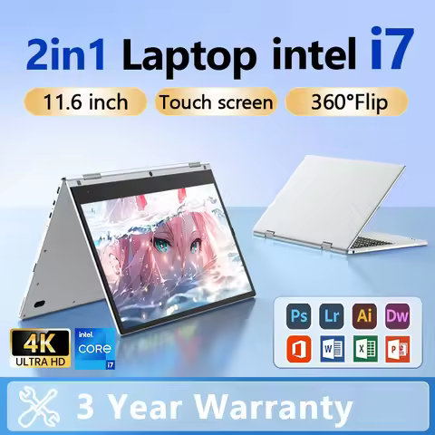 11.6 Inch Touch Screen Laptop 2 in 1 Intel i7 8500Y Windows 11 Pro Computer 8GB DDR4 512GB 1TB 2TB S