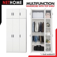 ⚡️NETHOME⚡️10/6/4 DOORS WARDROBE WITH SHELF / Almari baju / kabinet baju / almari baju budak /5 kaki