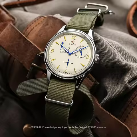 New 1963 40mm Mens Pilot Automatic Mechanical Watch Seagull ST17 Sapphire Crystal Waterproof Retro S