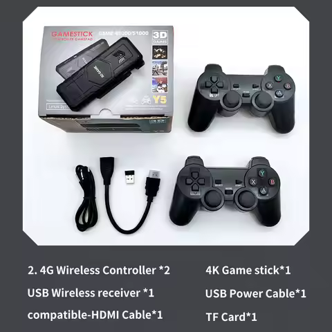 Y5 Video Game Console 64G 2.4G Double Wireless Controller Game Stick 4K 50000+ Games 64GB M8 Retro G