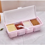 4-Section Spice Box Spice Container Kitchen Spice Container 4-Section Spice Container