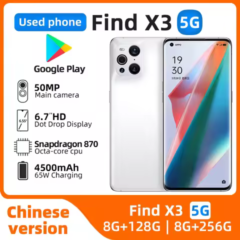 Oppo Find X3 5g Smart Phone 6.7" 120HZ AMOLED NFC Snapdragon 870 50MP 65W SuperVOOC 8GB Ram 256GB Ro