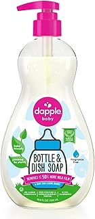 DAPPLE Baby Bottle and Dish Liquid, Fragrance Free Dish Soap, Sulfate-Free, Hypoallergenic, 16.9 Flu