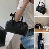 THAT SHE Korea Daigou-Bucks & leather Retro Bowling Pouch