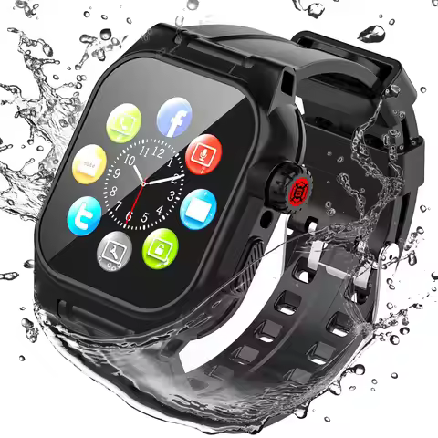 Silicone Case+Strap For Apple Watch band 44mm 42mm 41mm 45mm Sport IP68 Waterproof Wristband iWatch 