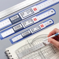 15/20/30/50cm Deli Metal Stainless Steel Ruler Metric and Inch Graduation Silver Color School Office