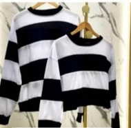 SWEATER STRIP COUPLE CROP DAN OVERSIZE//SWEATER COUPLE
