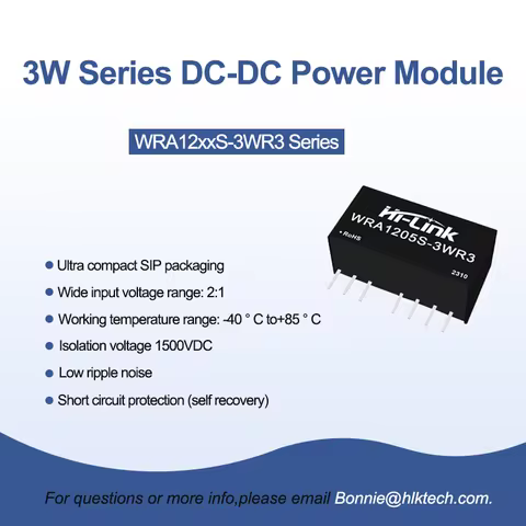 Hi-Link 3W Dual Output ±3.3V/5V/9V/12V/15V/24V WRA1205S-3WR3 WRA1215S-3WR3 WRA1224S-3WR3 DC-DC Power