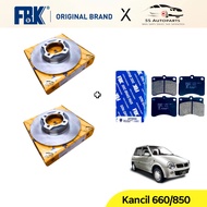 FBK Kancil 660/850 (211mm) Front (Depan) Brake Disc Rotor (2 PCS) &amp; Brake Pad (4PCS) Set