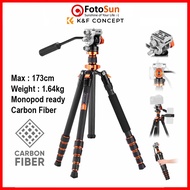K&F Carbon Fiber Pro tripod Omni O255C4 + FH03 video fluid head