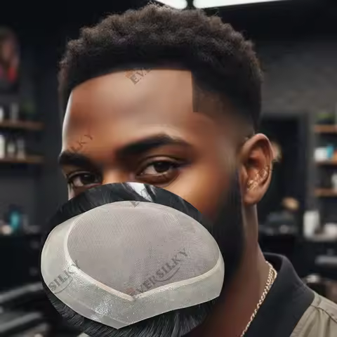 4mm 6mm Afro Kinky Curl Mens Wig African American Black Asian Men Remy Human Hair Replacement System