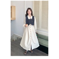 法式气质穿搭牛仔马甲连衣裙套装女2025秋季新款衬衫裙超火两件套