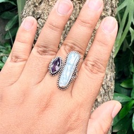 Ring Silver Balinese Pearl Barok Biwa Amethyst Amethyst Javanese Amethyst Authentic 925 Custom Ethni