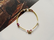 石榴石/月光石  黃銅彈力線手鍊