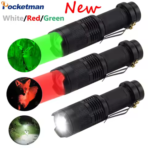 LED Flashlight 670nm Red/Blue/Green Light LED Flashlight Emegency Light Waterproof Flashlight Pocket