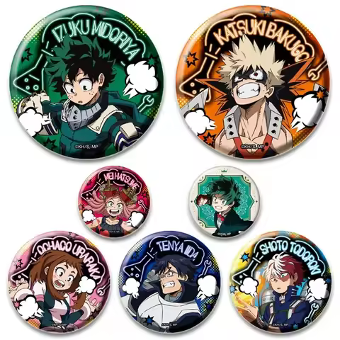 Anime Midoriya Izuku Bakugou Katsuki Badge Todoroki Shoto Ochaco Uraraka Cartoon Brooches Round Gift