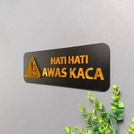 Sign Beware of Black Matte Acrylic Glass Embossed Mirror Gold • Premium Elegant Warning Sign