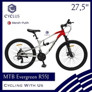 Sepeda Gunung MTB Evergreen Ranger R55J Suspensi Suspension 275 Inch Anak Remaja Dewasa - Abu