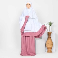 KATUN AISYAH SABRINA - Mukena Santri Shofia 2 in 1 Dusty Pink Dark Cotton Material Jumbo