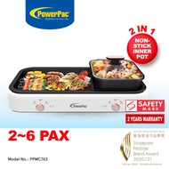 PowerPac Steamboat with BBQ Grill, 2 in 1 Multi Cooker with Non-stick inner pot (PPMC763)