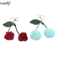 NEDFS Pompom Ball Keyring, Bag Pendant Plush Cherry Keychain, Fashion Multi-color Fluffy Fruit Fur B