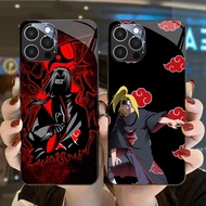 DJ-6 Anime Uchiha Casing GLASS soft frame black iphone 15 14 Plus Pro Max