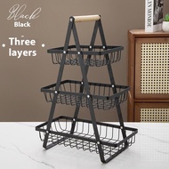 New 2 3 Tiers Countertop Fruit Basket Portable Iron Art Kitchen Organizer for Fruits Bread Snacks St