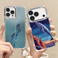 For iPhone 16 Pro 17air 15 14 Dreamy Ocean Whale Pattern Phone Case
