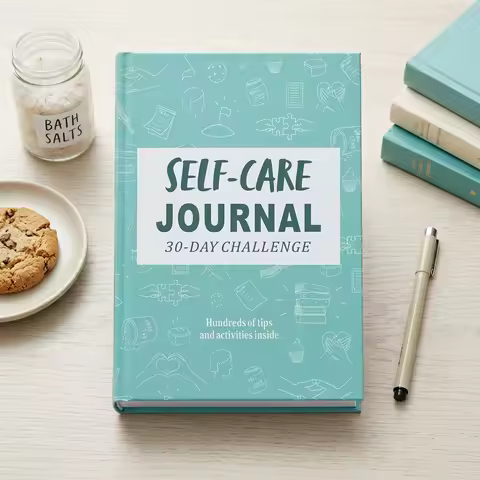 Thick Woodfree Paper Self Care Journal, 30 Day Guided Challenge Diary With Daily Prompts, Personal G