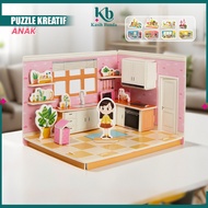 DIY 3D Puzzle 3D Jigsaw 3D立体拼图 3D立体拼图 3D Puzzle Assembly Toy Home Interior Set Miniature Craft Paper