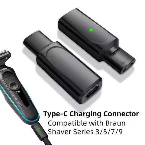 Portable Shaver Charger Adapter 12V Type-C PD Charging Converter Travel Plug Compatible for Braun Se