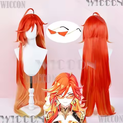 Genshin Impact Mavuika Cosplay orange red Wig Game Sunglasses Pyro Archon Natlan God of War Women Ca