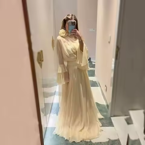 Msikoods Dubai Evening Dresses Customizd 2 Piece Elegant Party Dress Chiffon Luxury Evening Dresses 