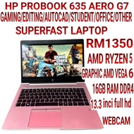 LAPTOP GAMING/EDITING/STUDENT HP 635 Aero G7 AMD RYZEN 5 ,16GB RAM