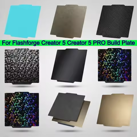 For Flashforge Creator 5 Creator 5 PRO Build Plate PEI PEO PET OMG C5 Spring Steel Sheet 256x256mm D