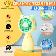 Bright Crown Kipas Angin Mini Genggam Tanduk Rusa+Kucing Portable USB/Dudukan Handphone Portable