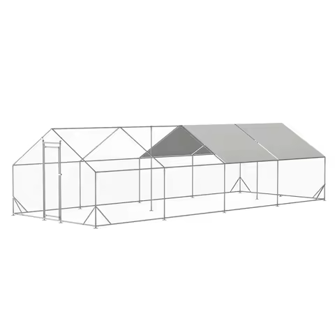 3x8m Heavy Duty Hot Dipped Galvanized Steel Walk In Chicken Coop Waterproof UV Oxford Cover Outdoor