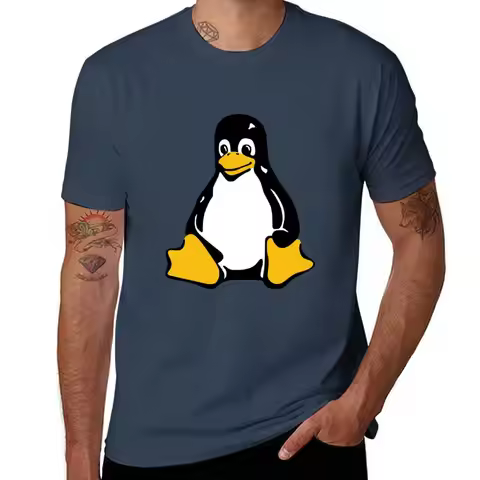 Tux Mascot T-Shirt Penguin Linux Logo T-Shirt Simple Trendy Casual T-Shirt