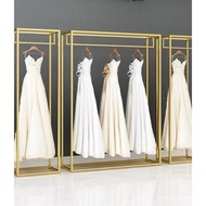 High-end Wedding Store Floor-standing Shelves Gold Clothing Rack Studio Display Stand Clothing Store
