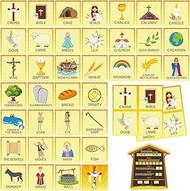 Fuutreo 82 Pcs Memory Matching Games Christian Bible Matching Cards Religious Memory Game Concentrat