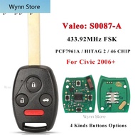 N5F-S0087-A Remote Car Key 433MHz ID46 Chip for Honda Civic 2006 2007+ Auto Keys Fob Control 72147-S