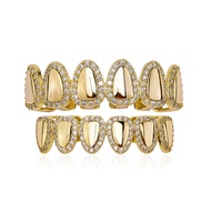Hip Hop Grillz Iced Out Cubic Zirconia Top and Bottom Mouth Grills for Your Teeth 14K Gold Plated Gr