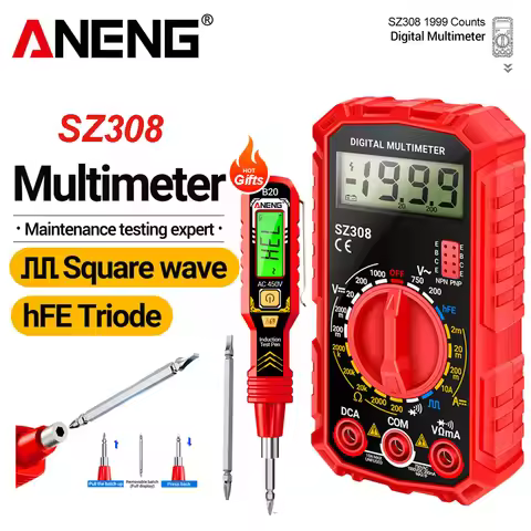ANENG SZ308 Digital Multimeter AC/DC Current Meter Voltage Resistance Meter Electrician LCD Backligh