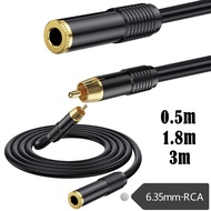 Copper Core Metal Shell Gold-Plated Head RCA Male to 6.35mm Female Interconnection Audio Conversion 