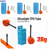 SANRUI Ultra Light Inner Tube, 700C French Valve Bicycle Inner Tube, Portable Orange TPU Ultralight 