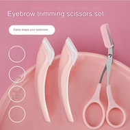 Curved Eyebrow Trimmer Scissors With Comb Stainless Steel Razor Scissors Eyebrow Trimmer Knife Set M