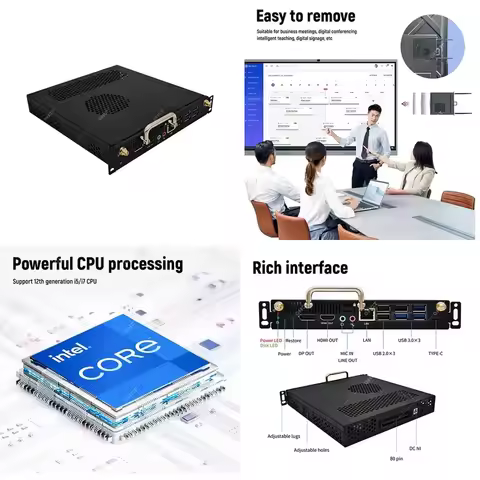 HCY Integrated UHD 4K OPS Embedded Computer Quad Core CPU I3/I5/I7 12th Gen I7-12700H Smart Panel 8G
