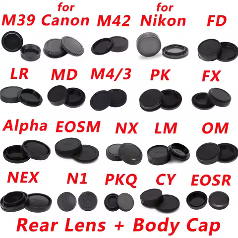 5pcs / 10pcs Rear Lens Cap + Camera Body Cap Set for Canon FD Nikon Sony E Olympus M4/3 OM Minolta M